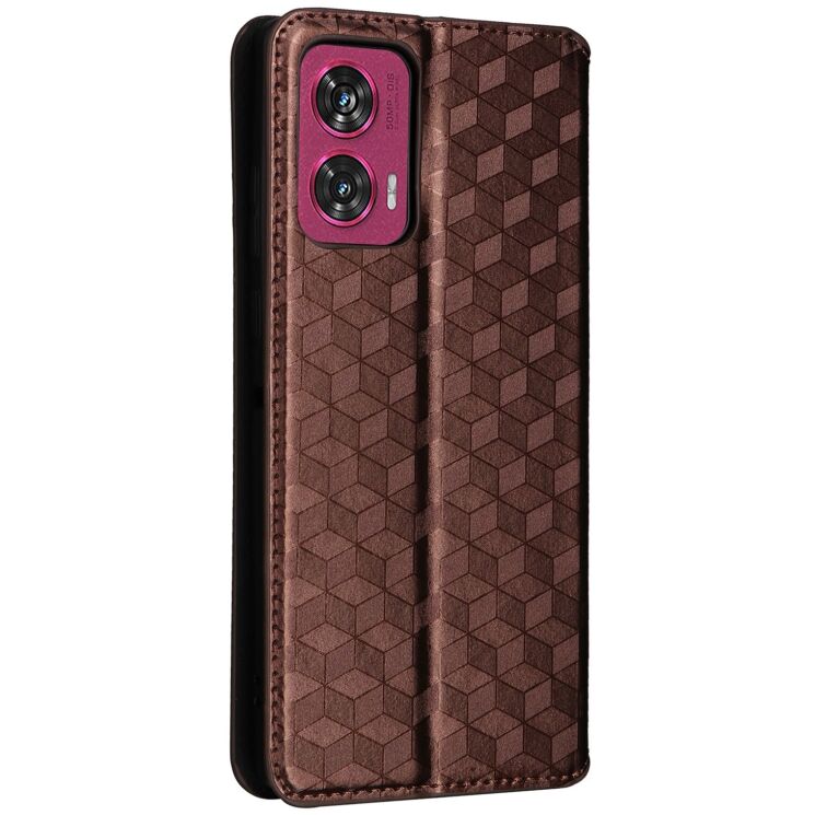 Чохол Deexe Rhombus Book для Motorola Edge 50 Fusion - Brown: фото 9 з 9