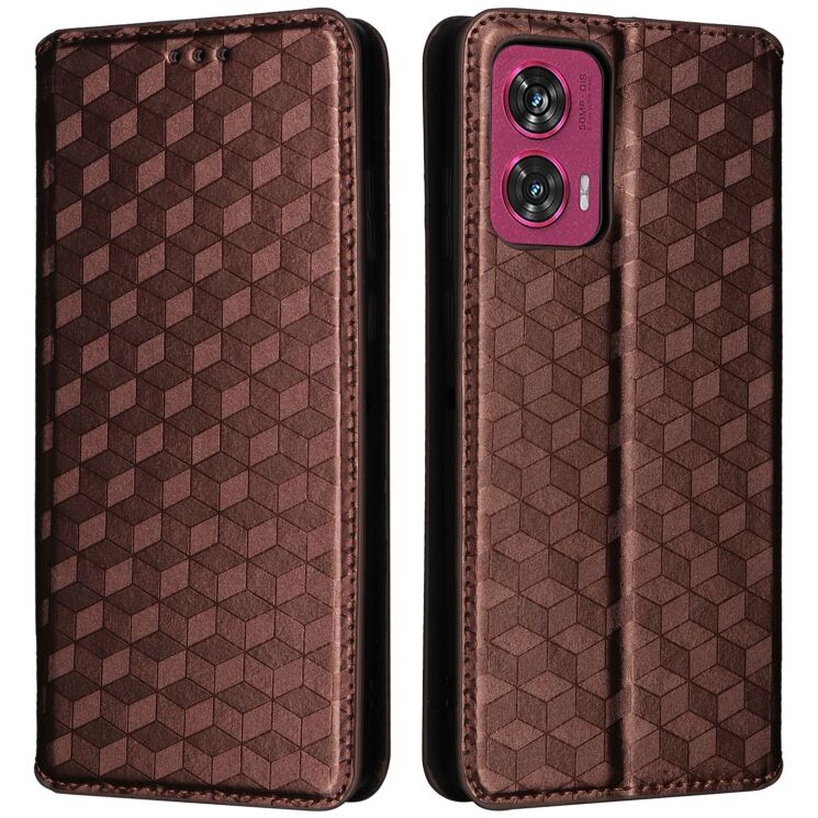 Чохол Deexe Rhombus Book для Motorola Edge 50 Fusion - Brown: фото 1 з 9