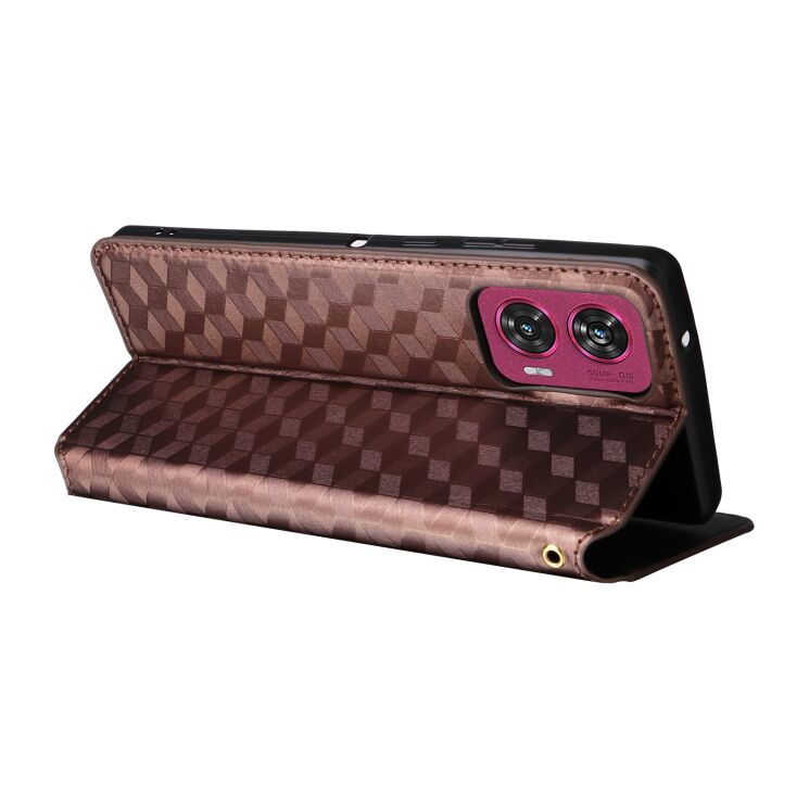 Чохол Deexe Rhombus Book для Motorola Edge 50 Fusion - Brown: фото 4 з 9