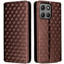 Чехол Deexe Rhombus Book для Motorola Moto G15 / G15 Power - Brown: фото 1 из 10
