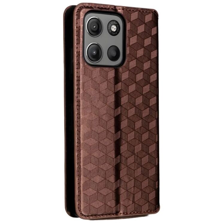 Чехол Deexe Rhombus Book для Motorola Moto G15 / G15 Power - Brown: фото 8 из 10