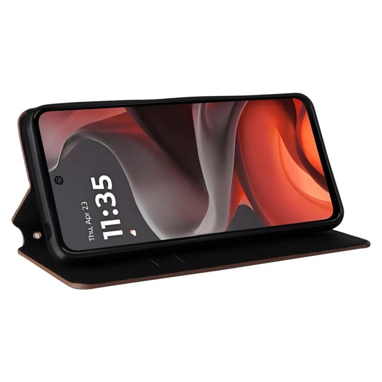Чехол Deexe Rhombus Book для Motorola Moto G15 / G15 Power - Brown: фото 3 из 10