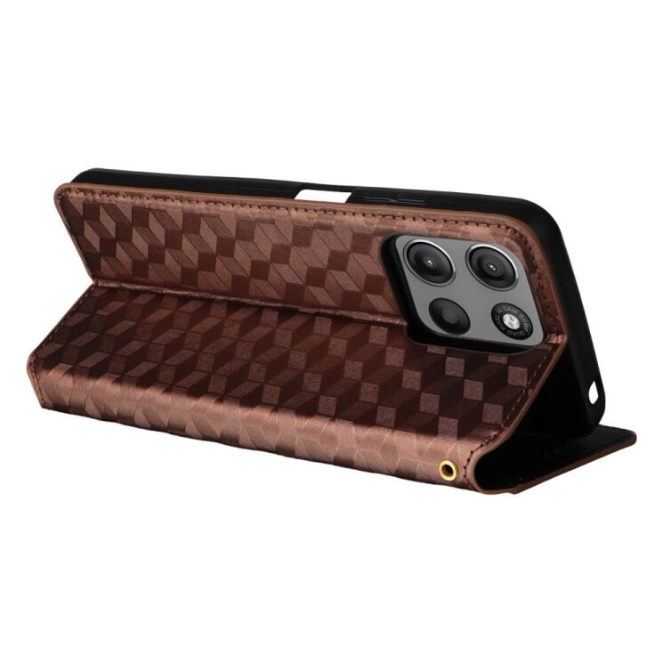 Чехол Deexe Rhombus Book для Motorola Moto G15 / G15 Power - Brown: фото 4 из 10