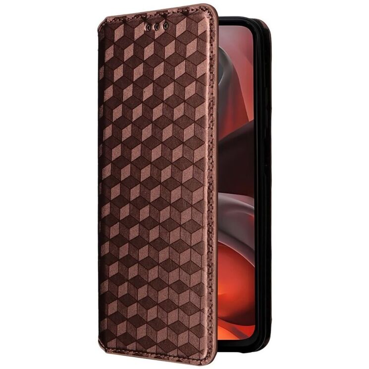 Чехол Deexe Rhombus Book для Motorola Moto G15 / G15 Power - Brown: фото 6 из 10