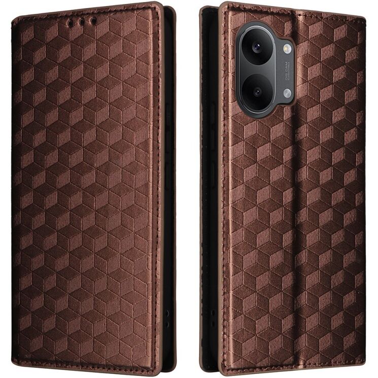 Чохол Deexe Rhombus Book для Xiaomi Poco X8 Pro Max - Brown: фото 1 з 9