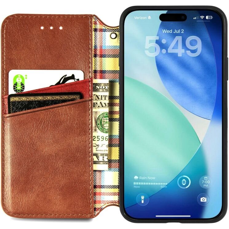 Чохол Deexe Rhombus Wallet для iPhone 18 Pro Max / 17 Pro Max - Brown: фото 2 з 6