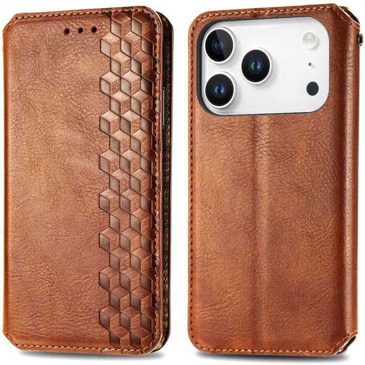 Чохол Deexe Rhombus Wallet для iPhone 18 Pro Max / 17 Pro Max - Brown: фото 1 з 6