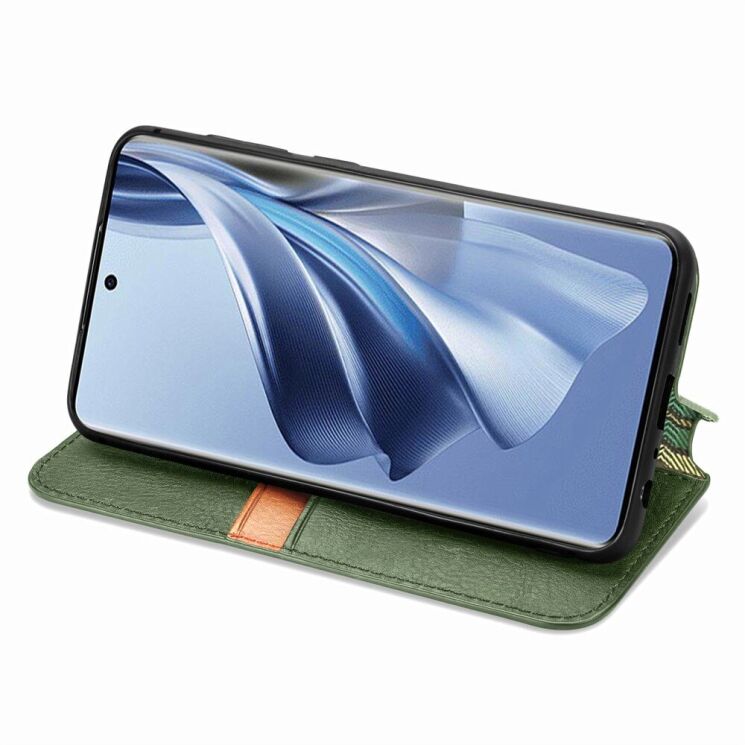 Чехол Deexe Rhombus Wallet для OPPO Reno 10 - Green: фото 3 из 6