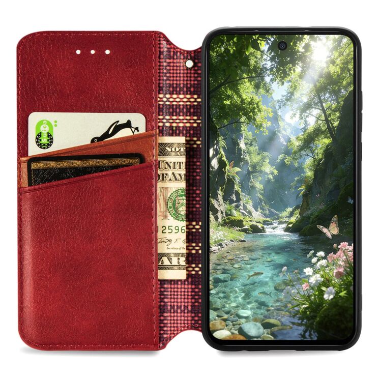 Чехол Deexe Rhombus Wallet для OPPO Reno 15 Pro - Red: фото 2 из 8