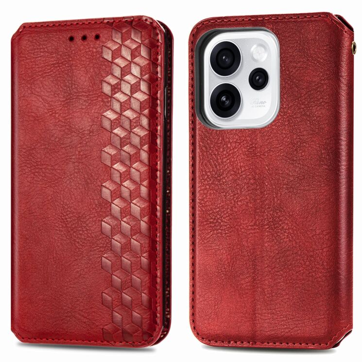 Чехол Deexe Rhombus Wallet для OPPO Reno 15 Pro - Red: фото 1 из 8
