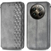 Чехол Deexe Rhombus Wallet для Realme 12 / 12 Plus - Grey: фото 1 из 6