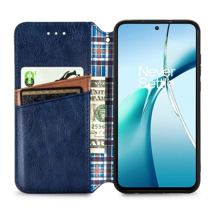 Чехол Deexe Rhombus Wallet для Realme C75 - Blue: фото 3 из 9
