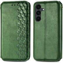 Чехол Deexe Rhombus Wallet для Samsung Galaxy S26 FE - Green: фото 1 из 6