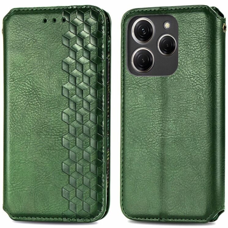 Чехол Deexe Rhombus Wallet для TECNO Spark 20 Pro - Green: фото 1 из 6