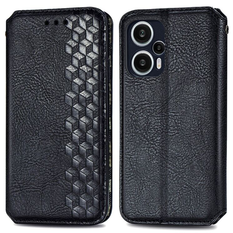 Чехол Deexe Rhombus Wallet для Xiaomi Poco F5 / Redmi Note 12 Turbo - Black: фото 1 из 6