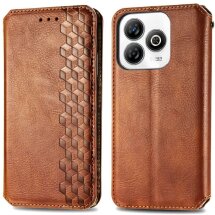 Чохол Deexe Rhombus Wallet для ZTE Blade A75 - Brown: фото 1 з 9