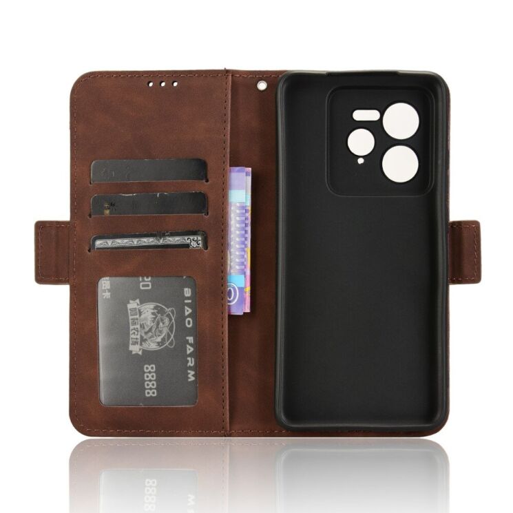Чехол Deexe Wallet Stand для Realme GT 7 Pro - Brown: фото 3 из 7