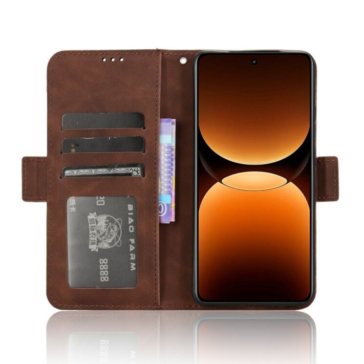 Чехол Deexe Wallet Stand для Realme GT 7 Pro - Brown: фото 4 из 7