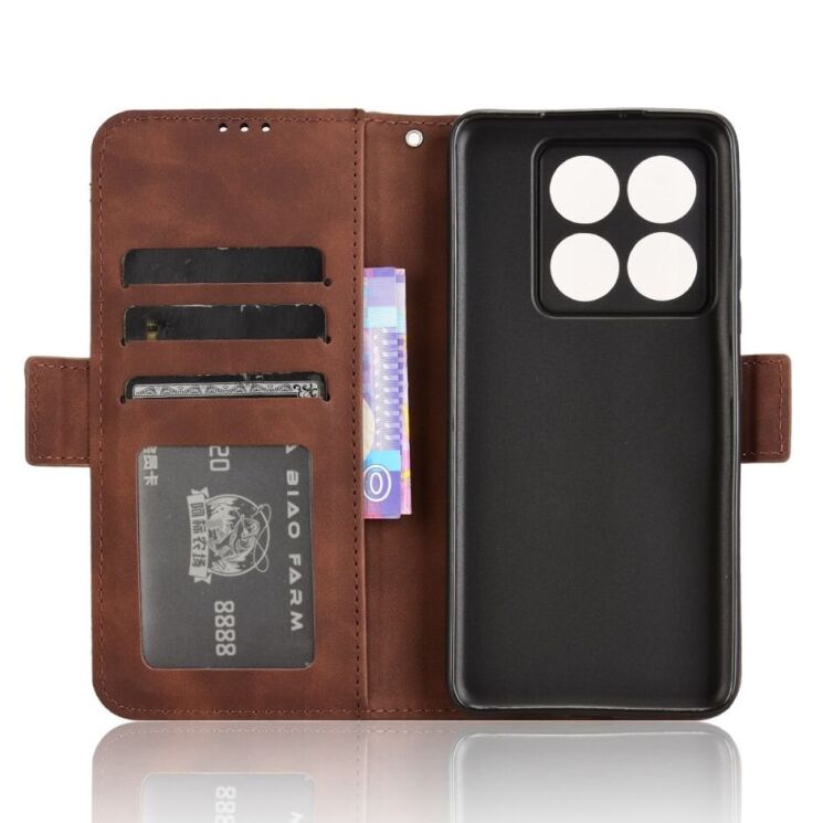 Чехол Deexe Wallet Stand для Xiaomi 14T - Brown: фото 5 из 7