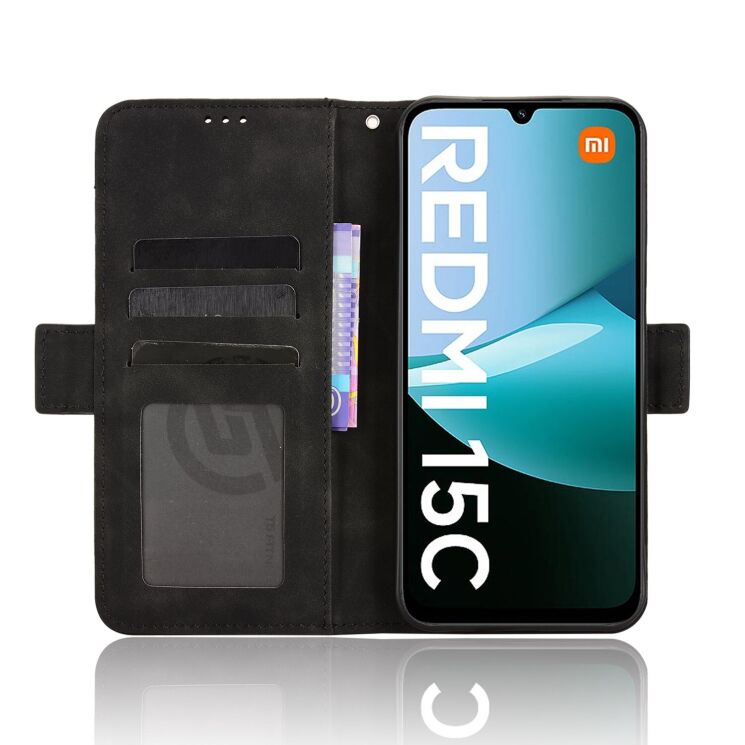 Чохол Deexe Wallet Stand для Xiaomi Redmi 15C - Black: фото 4 з 14