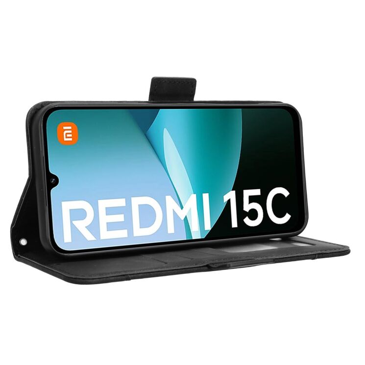 Чохол Deexe Wallet Stand для Xiaomi Redmi 15C - Black: фото 5 з 14