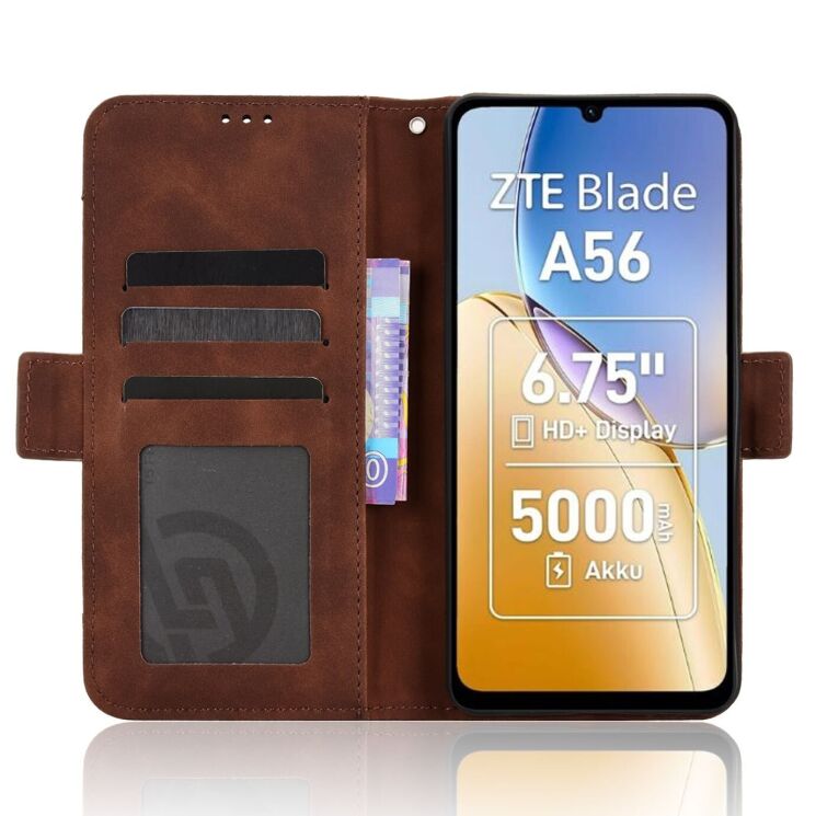 Чехол-книжка с кармашками Deexe Wallet Stand для ZTE Blade A56 - Brown: фото 5 из 15