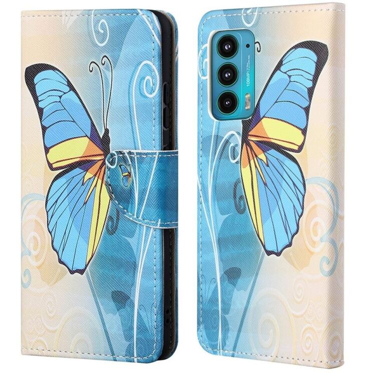 Чохол-книжка Deexe Color Wallet для Motorola Edge 20 - Blue Butterfly: фото 1 з 6