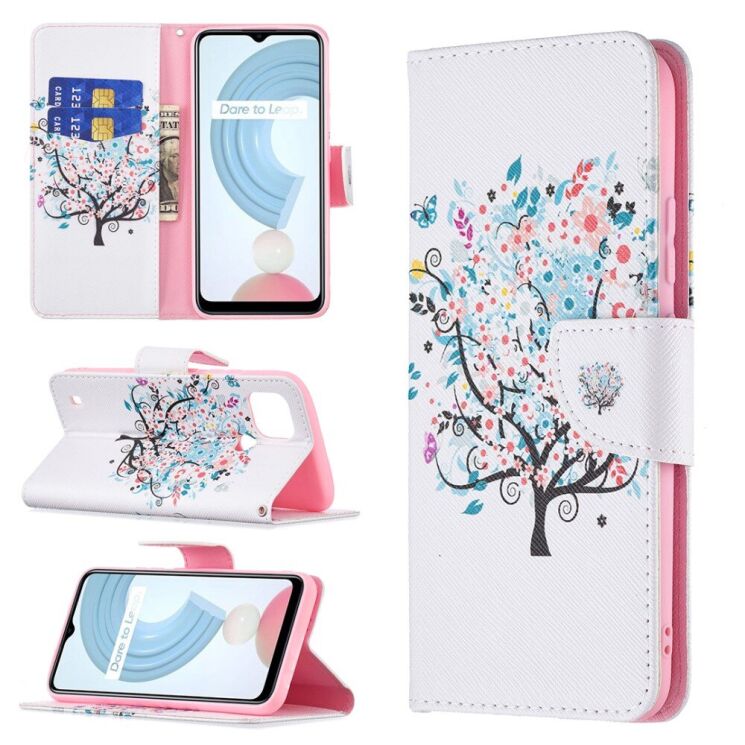 Чехол-книжка Deexe Color Wallet для Realme C21 - Flower Tree: фото 1 из 8