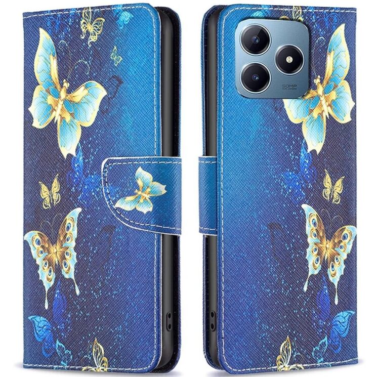 Чехол-книжка Deexe Color Wallet для Realme C63 / C61 / Note 60x - Golden Butterflies: фото 1 из 6