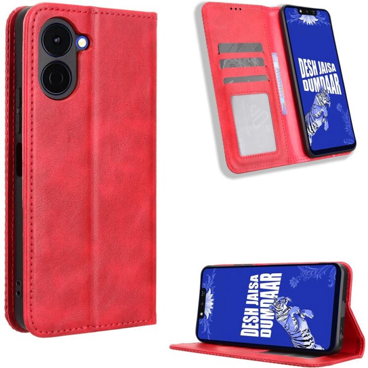 Чохол-книжка Deexe Retro Style для TECNO Spark Go 3 - Red: фото 2 з 20