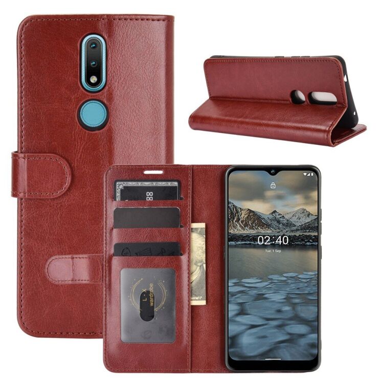 Чехол-книжка Deexe Wallet Style для Nokia 2.4 - Brown: фото 2 из 8