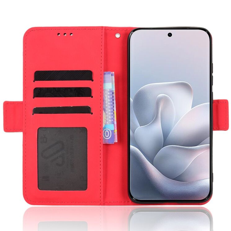 Чехол-книжка с карманами Deexe Wallet Stand для Motorola Edge 70 Fusion - Red: фото 5 из 15