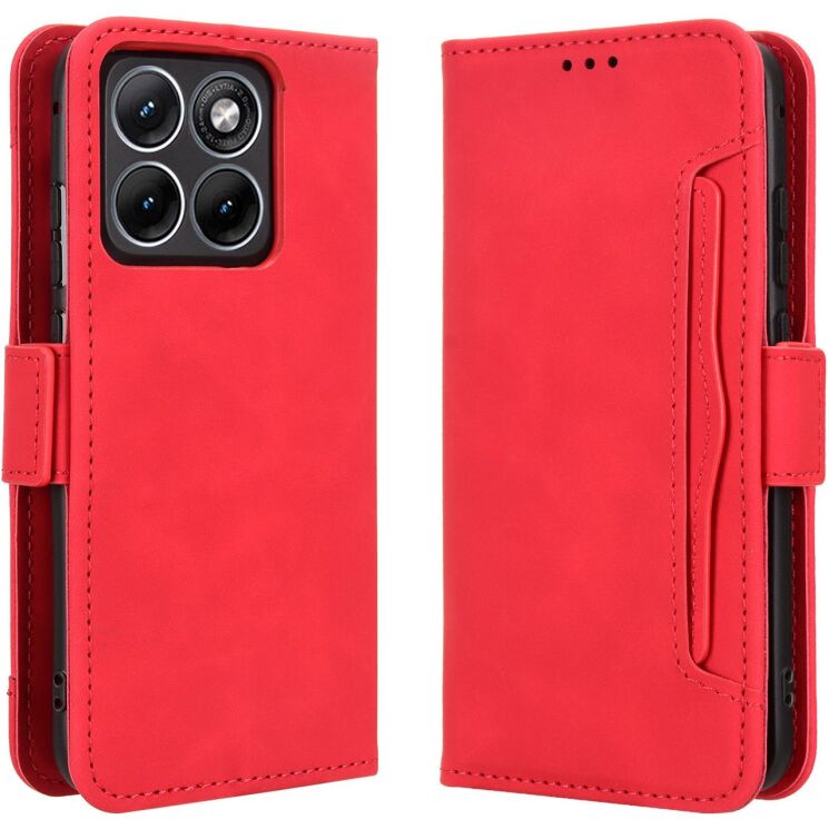 Чехол-книжка с карманами Deexe Wallet Stand для Motorola Edge 70 Fusion - Red: фото 1 из 15