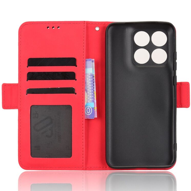 Чехол-книжка с карманами Deexe Wallet Stand для Motorola Edge 70 Fusion - Red: фото 4 из 15