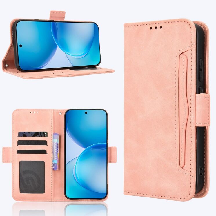 Чехол-книжка с карманами Deexe Wallet Stand для OPPO Reno 16 / 16 Pro - Pink: фото 8 из 17