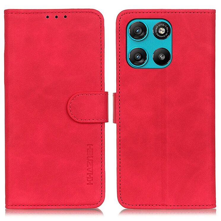 Чохол-книжка з застібкою KHAZNEH Retro Wallet для Motorola Moto G57 Power / G67 Power - Red: фото 1 з 9