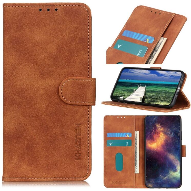 Чехол-книжка с застежкой KHAZNEH Retro Wallet для OnePlus 15 - Brown: фото 6 из 10