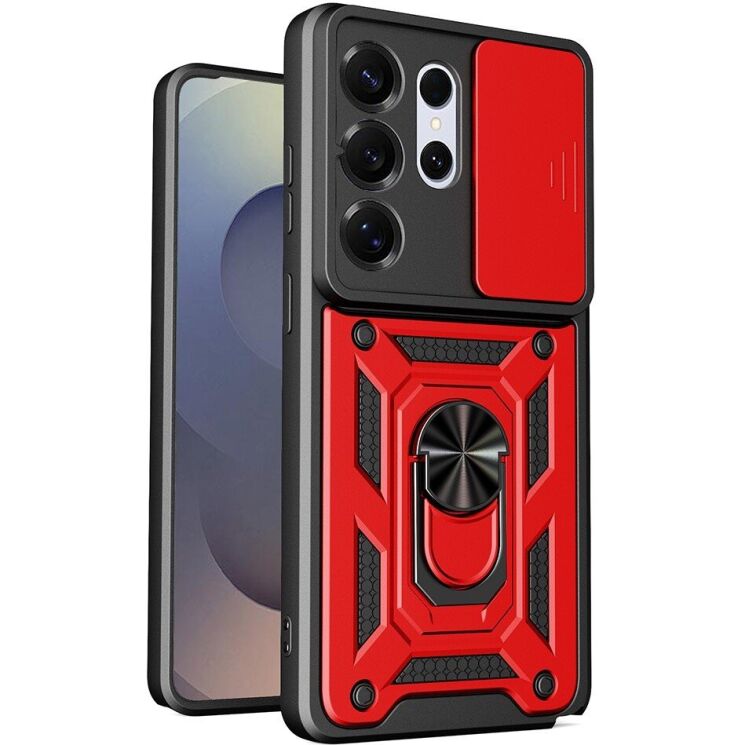 Чехол с защитой камеры Deexe Armor Shield для Samsung Galaxy S26 Ultra - Red: фото 1 из 8