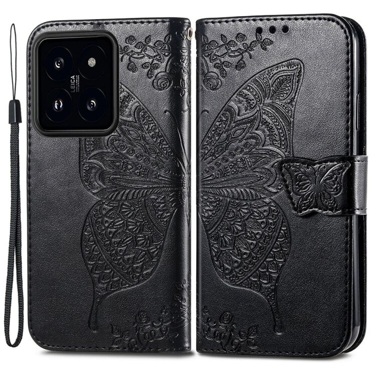 Чехол UniCase Butterfly Pattern для Xiaomi 14 Pro - Black: фото 1 из 5