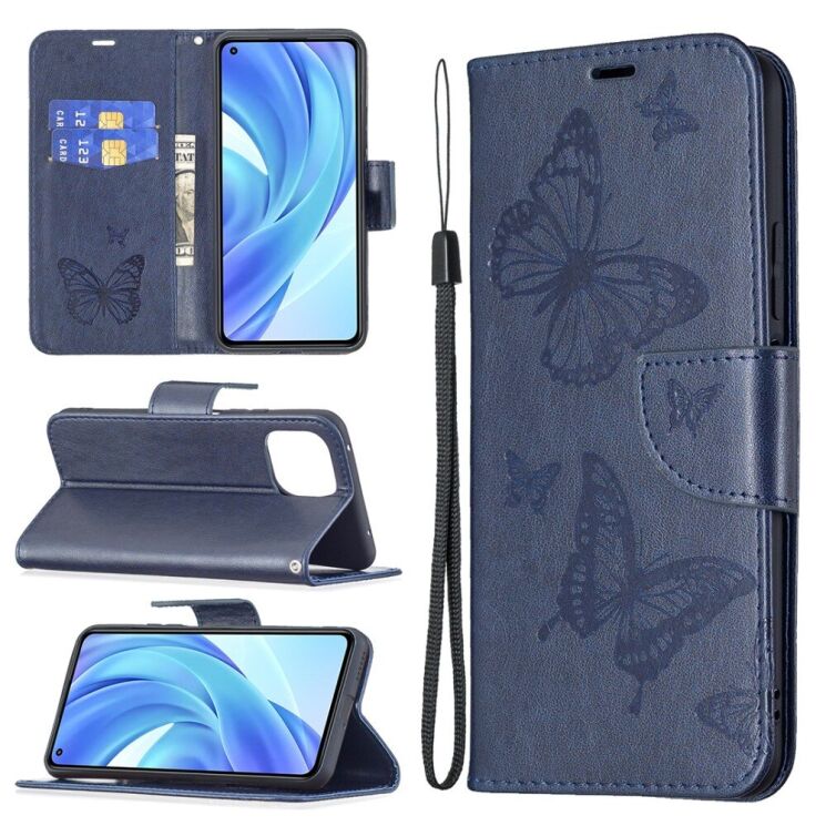 Чехол UniCase Butterfly Pattern для Xiaomi Mi 11 Lite / 11 Lite NE - Dark Blue: фото 1 из 8
