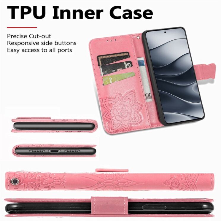 Чехол UniCase Butterfly Pattern для Xiaomi Redmi Note 14 5G - Pink: фото 9 из 9