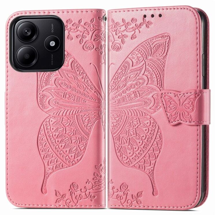 Чехол UniCase Butterfly Pattern для Xiaomi Redmi Note 14 5G - Pink: фото 1 из 9