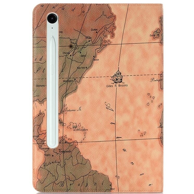 Чехол UniCase Map Pattern для Samsung Galaxy Tab S9 FE (X510/516) / Tab S10 FE (X520/526) - Brown: фото 3 из 7