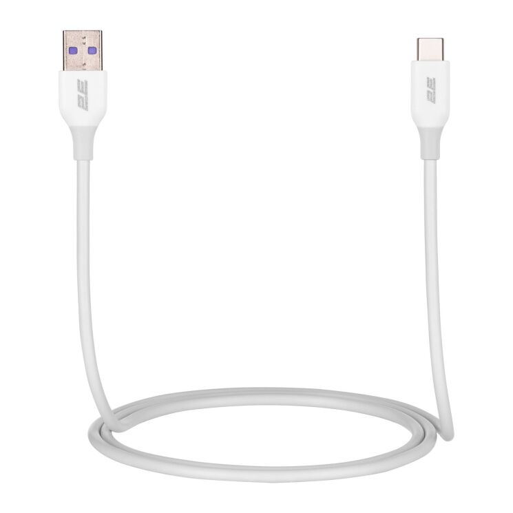 Кабель 2E Glow USB to Type-C (3A, 1m) - White: фото 3 з 4