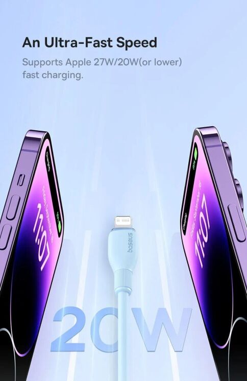 Кабель Baseus Pudding Series Type-C to Lightning (20W, 2m) P10355701221-01 - White: фото 10 з 27