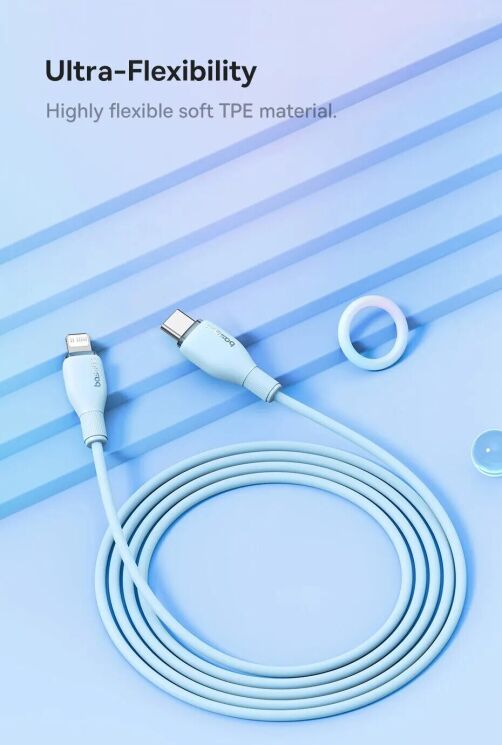 Кабель Baseus Pudding Series Type-C to Lightning (20W, 2m) P10355701221-01 - White: фото 14 з 27