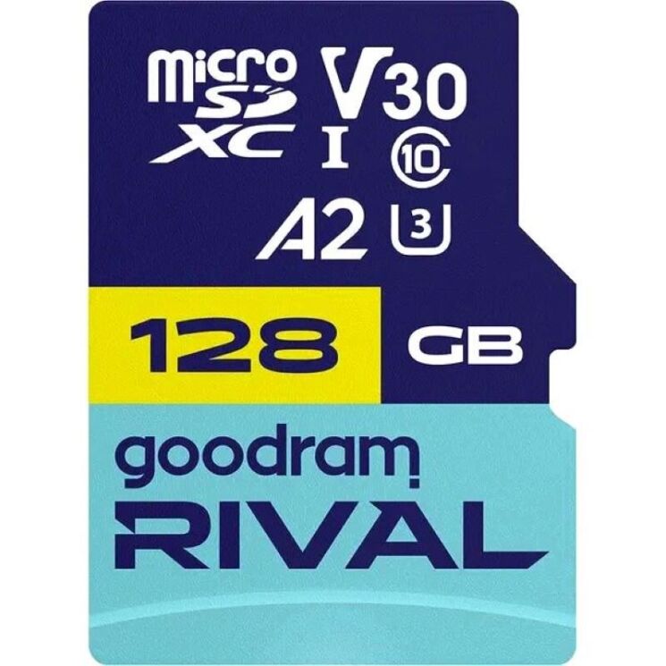 Карта памяти GOODRAM MicroSDXC Rival 128GB V30 A2 UHS I U3 R170 + адаптер (GGSM2AA-1280R12): фото 1 из 3