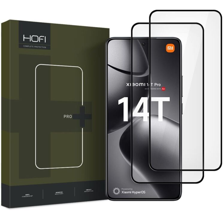 Комплект захисних стекол (2шт) HOFI Glass Pro+ (FP) для Xiaomi 14T / 14T Pro - Black: фото 1 з 4