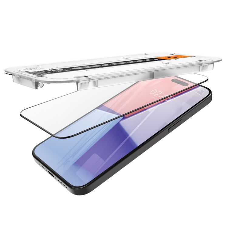 Комплект защитного стекла Spigen (SGP) GLAS.tR EZ Fit Black для Apple iPhone 15 Pro - Black: фото 5 из 14