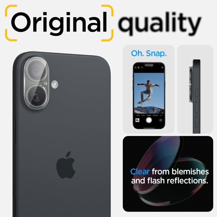 Комплект защитных стекол Spigen (SGP) Optik Lens Protector для Apple iPhone 16 / 16 Plus: фото 3 из 7